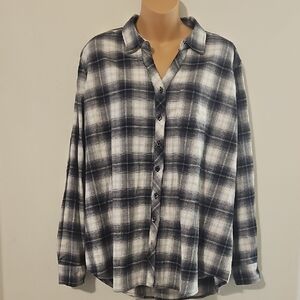 Weatherproof Vintage Black & White Plaid Casual Button-Down Shirt XL